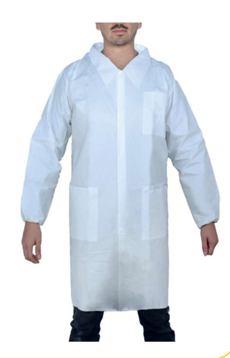 Bata Desechable Manga Larga Blanca